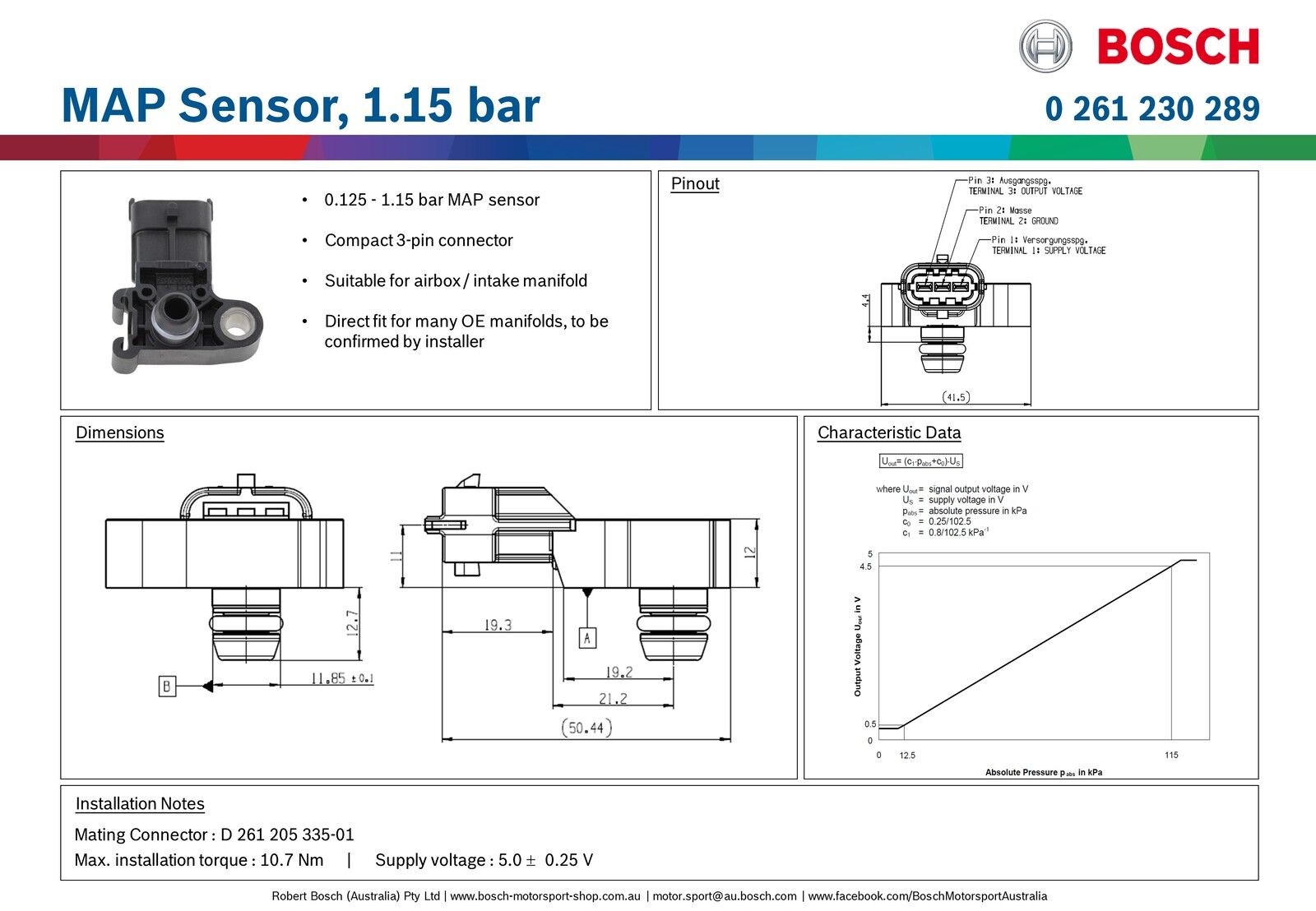 Bosch 1.15 bar MAP Sensor