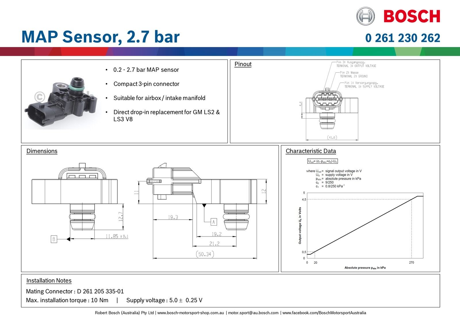 Bosch 2.7 bar MAP Sensor